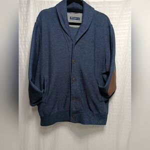 Cremieux Men's Collared Cardigan  Faux Leather elbow pads .size L